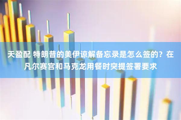 天盈配 特朗普的美伊谅解备忘录是怎么签的？在凡尔赛宫和马克龙用餐时突提签署要求