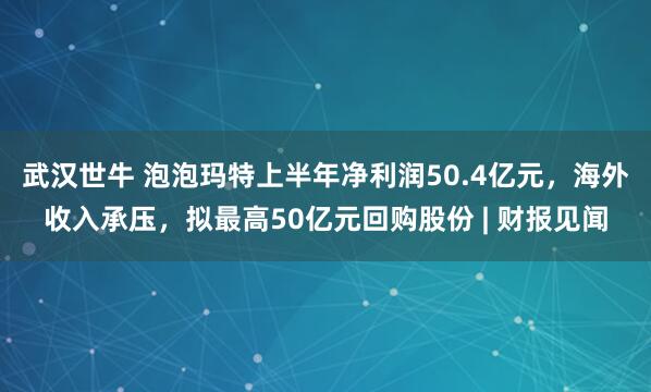 武汉世牛 泡泡玛特上半年净利润50.4亿元，海外收入承压，拟最高50亿元回购股份 | 财报见闻